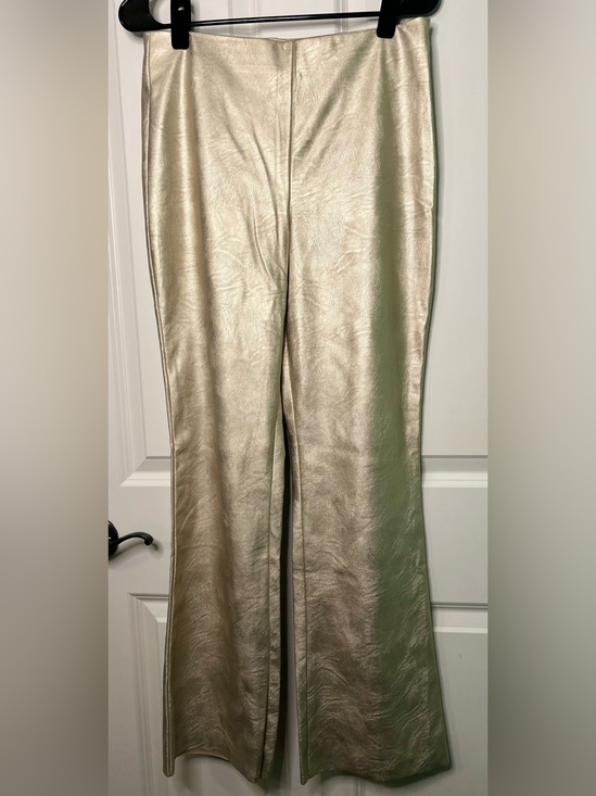 CeCe Pants - CeCe Women's Metallic Gold Faux Leather High Rise Bootcut Pants